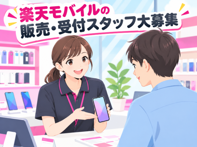 【長期】楽天モバイルの販売・契約スタッフ募集!未経験からスタートOK