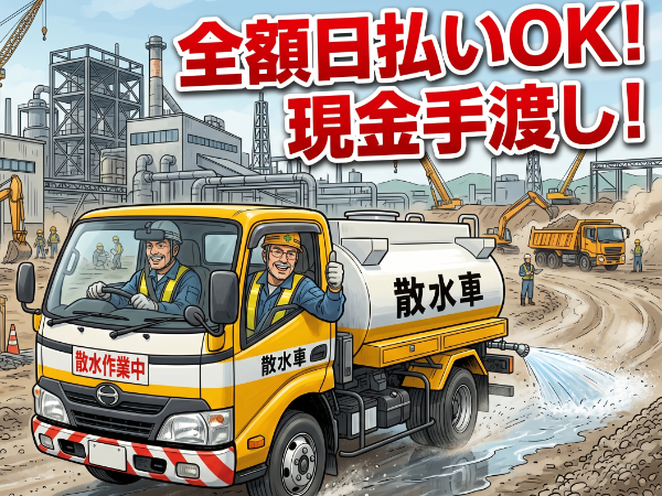 「仙台人材」 【散水車の運転:社保完】 新メンバー大募集! 7月1日よりスタート!最短3ヶ月短期OK! 2026年12月末まで継続的にお仕事あり♪