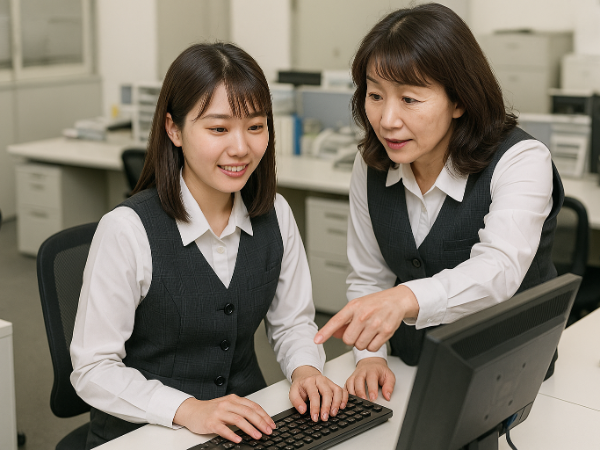 新人～20年キャリアのスタッフ在籍。
先輩が研修～OJTでしっかり教えます。