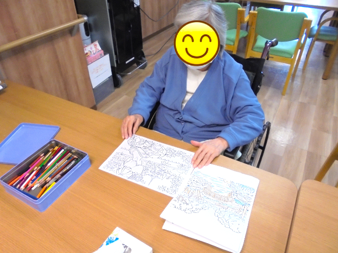【ザ・テラス学園富雄】 塗り絵レク🖼🖌