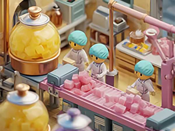 大人用紙おむつ製造ラインでの検品作業員