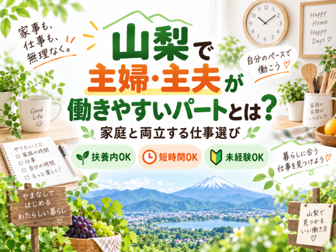 山梨で主婦・主夫が働きやすいパートとは?家庭と両立する仕事選び