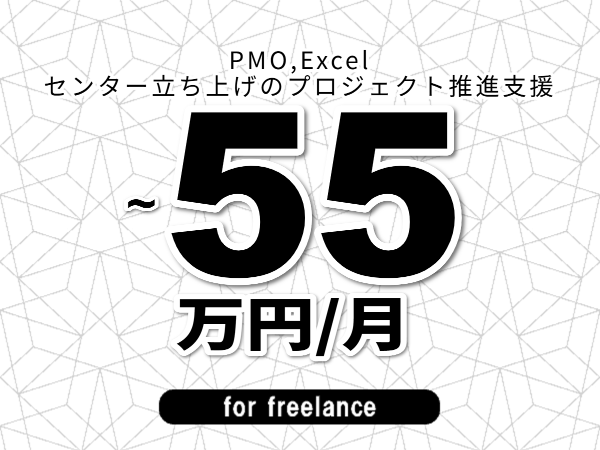 【 48~55万円/フリーランス】<PMO,Excel│センター立ち上げのプロジェクト推進支援>◆完全週休2日制 ◆年間休日120日以上 ◆出張費用別途支給