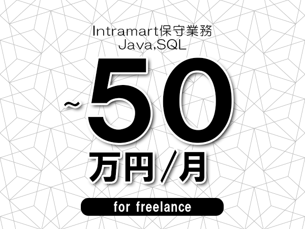 【45～50万円／フリーランス】＜Java,SQL/Intramart保守業務＞◆完全週休2日制　◆年間休日120日以上　◆出張費用別途支給