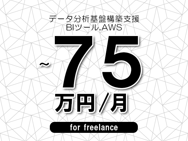 【65～75万円／フリーランス】＜BIツール,AWS/データ分析基盤構築支援＞◆完全週休2日制　◆年間休日120日以上　◆出張費用別途支給