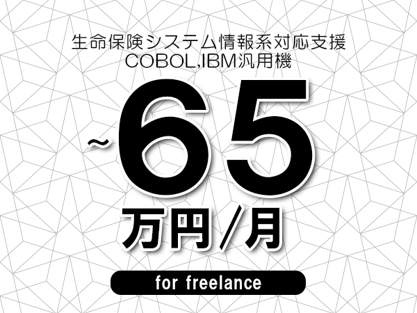 【50～65万円／フリーランス】＜COBOL,IBM汎用機/生命保険システム情報系対応支援＞◆完全週休2日制　◆リモート併用環境　◆年間休日120日以上　◆出張費用別途支給