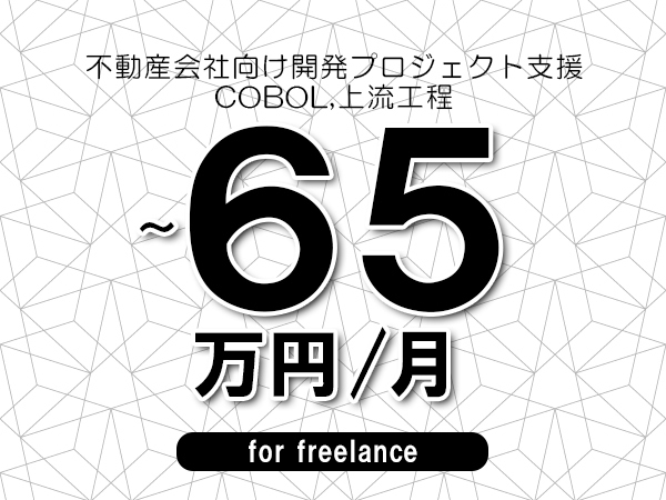 【55～65万円／フリーランス】＜COBOL,上流工程/不動産会社向け開発プロジェクト支援＞◆全週休2日制　◆リモート併用環境　◆年間休日1完20日以上　◆出張費用別途支給