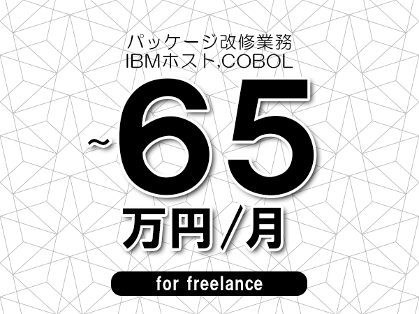 【55～65万円／フリーランス】＜IBMホスト,COBOL/パッケージ改修業務＞◆完全週休2日制　◆年間休日120日以上　◆出張費用別途支給