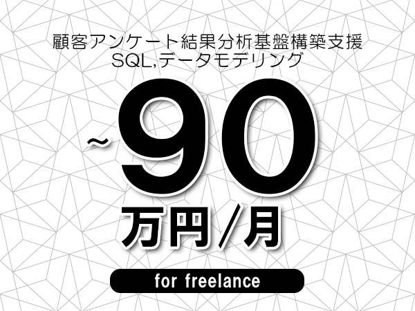 【75～90万円／フリーランス】＜SQL,データモデリング/顧客アンケート結果分析基盤構築支援＞◆完全週休2日制　◆年間休日120日以上　◆出張費用別途支給