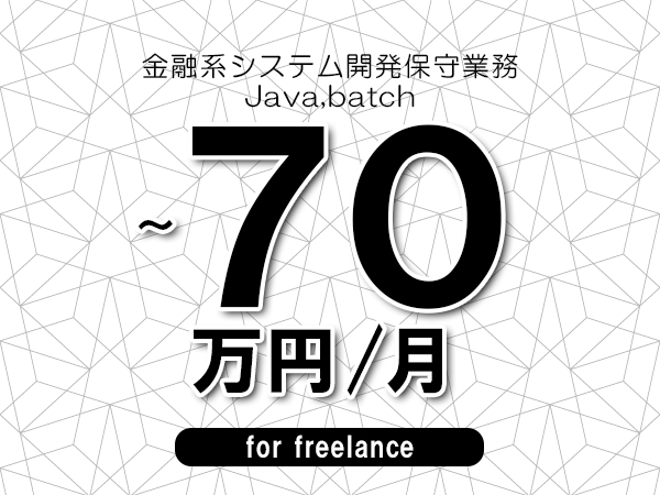 【60～70万円／フリーランス】＜Java,batch/金融系システム開発保守業務＞◆完全週休2日制　◆年間休日120日以上　◆出張費用別途支給