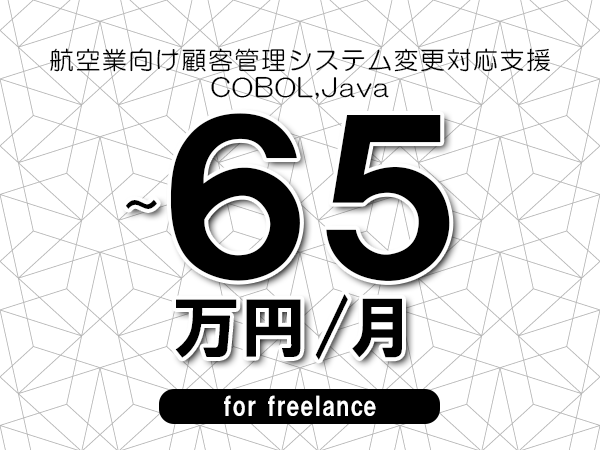 【50～65万円／フリーランス】＜COBOL,Java/航空業向け顧客管理システム変更対応支援＞◆完全週休2日制　◆基本リモート環境　◆年間休日120日以上　◆出張費用別途支給
