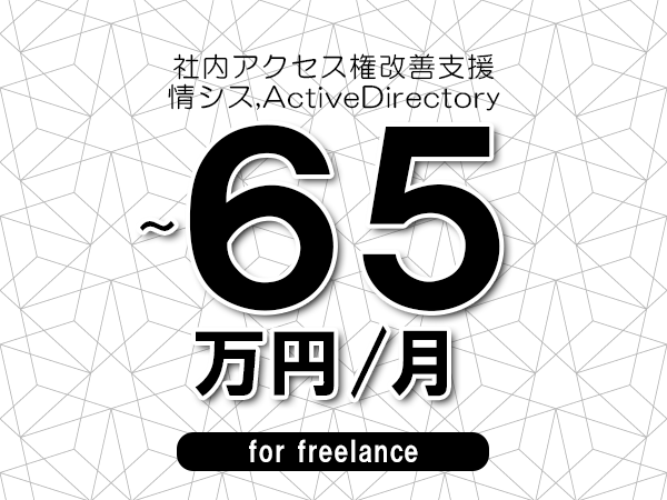 【55～65万円／フリーランス】＜情シス,ActiveDirectory/社内アクセス権改善支援＞◆完全週休2日制　◆年間休日120日以上　◆出張費用別途支給