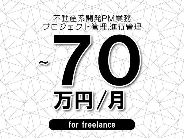 【55～70万円／フリーランス】＜プロジェクト管理,進行管理/不動産系開発PM業務＞◆完全週休2日制　◆年間休日120日以上　◆出張費用別途支給