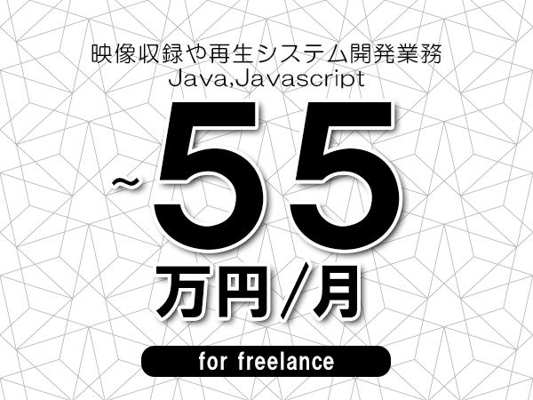 【50～55万円／フリーランス】＜Java,Javascript/映像収録や再生システム開発業務＞◆完全週休2日制　◆オンサイト環境　◆年間休日120日以上　◆出張費用別途支給