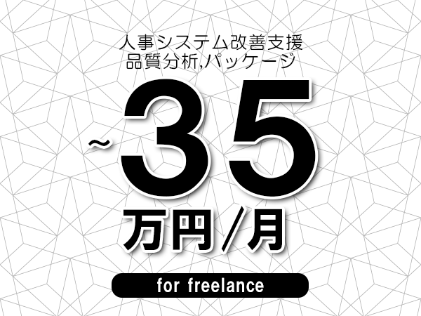 【30～35万円／フリーランス】＜品質分析,パッケージ/人事システム改善支援＞◆完全週休2日制　◆年間休日120日以上　◆出張費用別途支給