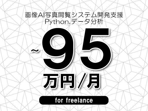 【75～95万円／フリーランス】＜Python,データ分析/画像AI写真閲覧システム開発支援＞◆完全週休2日制　◆年間休日120日以上　◆出張費用別途支給