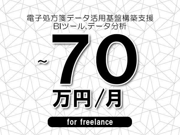 【55～70万円／フリーランス】＜BIツール,データ分析/電子処方箋データ活用基盤構築支援＞◆完全週休2日制　◆年間休日120日以上　◆出張費用別途支給