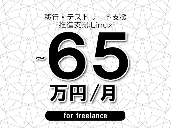 【55～65万円／フリーランス】＜推進支援,Linux/移行・テストリード支援＞◆完全週休2日制　◆年間休日120日以上　◆出張費用別途支給