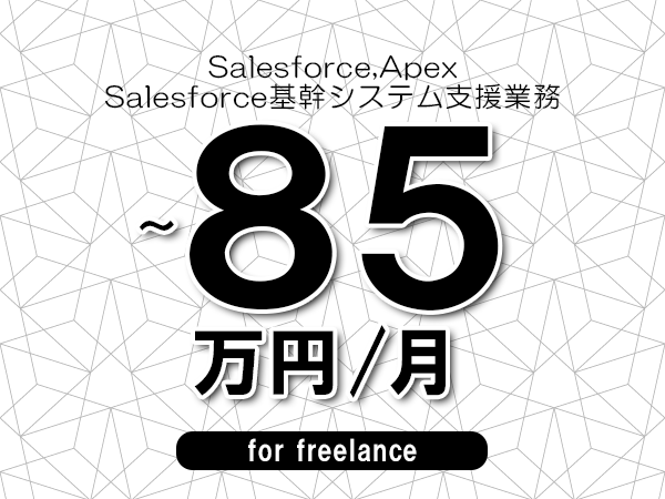 【 75~85万円/フリーランス】<Salesforce,Apex│Salesforce基幹システム支援業務>◆完全週休2日制 ◆年間休日120日以上 ◆出張費用別途支給
