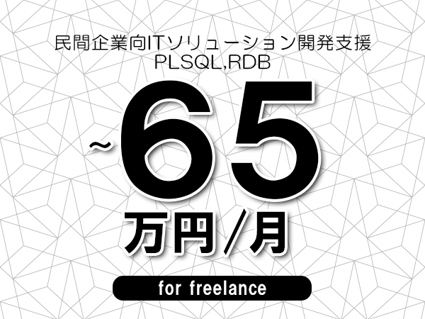 【50～65万円／フリーランス】＜PLSQL,RDB/民間企業向ITソリューション開発支援＞◆完全週休2日制　◆年間休日120日以上　◆出張費用別途支給