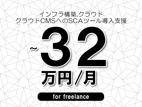 【 29~32万円/フリーランス】<インフラ構築,クラウド│クラウドCMSへのSCAツール導入支援>◆完全週休2日制 ◆年間休日120日以上 ◆出張費用別途支給