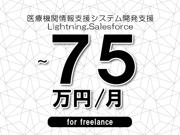 【65～75万円／フリーランス】＜Lightning,Salesforce/医療機関情報支援システム開発支援＞◆完全週休2日制　◆年間休日120日以上　◆出張費用別途支給