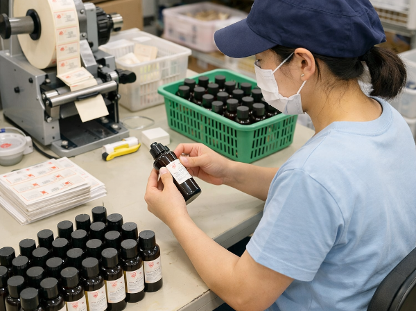 ラベル張りの業務イメージです。
座り作業となります。