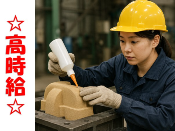 岡山市東区／高時給／女性活躍中の軽作業／部品の固定・接着スタッフ／土日休み／17時まで退社可能