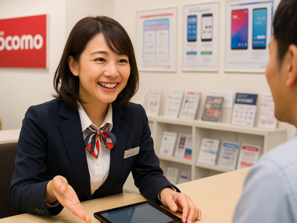 ドコモショップでの窓口接客スタッフ
