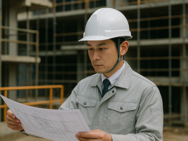 民間建築物の施工管理を担当する技術スタッフ
