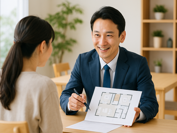 業界初のサービスで夢のマイホームを提案する営業職