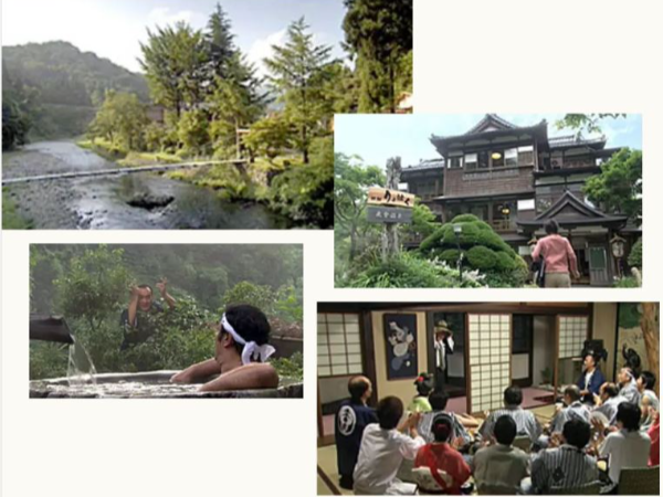 ドラマの舞台になった 嵐渓荘の建物と庭