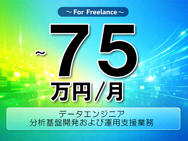 《 ～75万円／フリーランス》Snowflake,Django│分析基盤開発データ基盤構築業務▼インボイス未登録OK　▼出張費用別途支給
