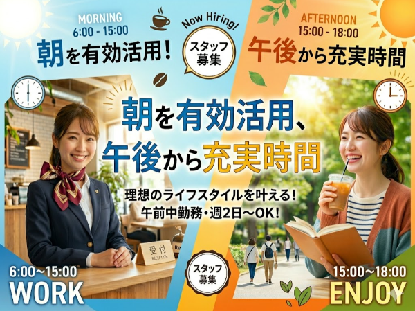 【朝の時間を有効活用!】4月にオープンした綺麗な施設✨未経験から始める受付・案内スタッフ(週2日〜・土日のみOK)