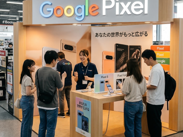 ヨドバシカメラ内のgoogleピクセルご案内スタッフ
