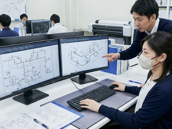 【CADオペレーター】プラント工場での配管図メインの2次元CAD操作業務