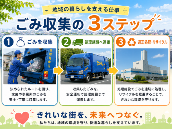 廃棄物収集・運搬を通じ、地域のお客様に安心を届ける