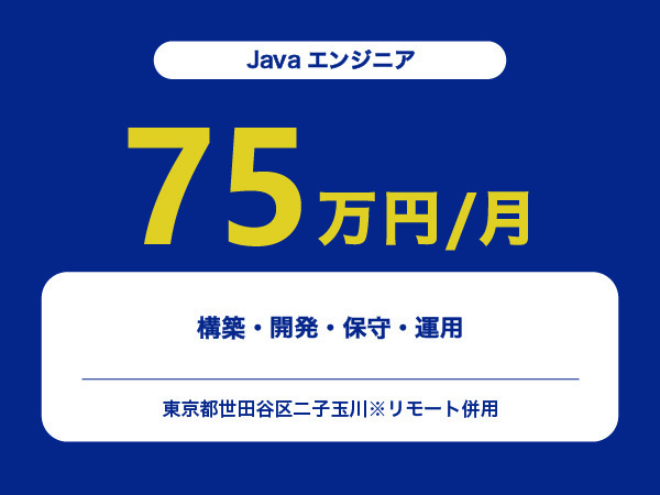 ★【~75万円/フリーランス】≪Javaエンジニア≫構築・開発・保守・運用※30～50代活躍中!!