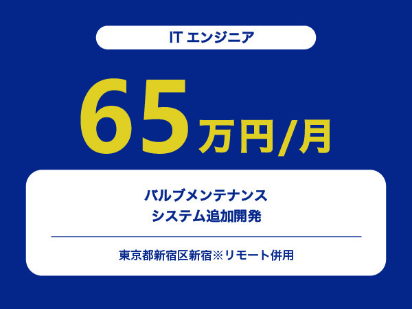 ★【~65万円/フリーランス】≪ITエンジニア≫バルブメンテナンスシステム追加開発※30～50代活躍中!!