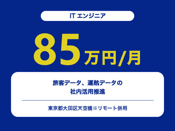 ★【~85万円/フリーランス】≪ITエンジニア≫旅客データ、運航データの社内活用推進※30～50代活躍中!!