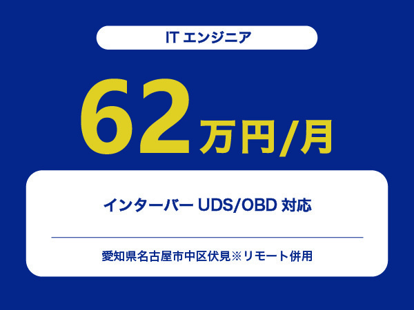 ★【~62万円/フリーランス】≪ITエンジニア≫インターバーUDS/OBD対応※30～50代活躍中!!