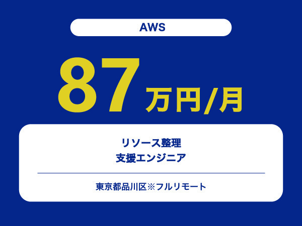 ★【~87万円/フリーランス】≪AWSエンジニア≫リソース整理支援※30～50代活躍中!!