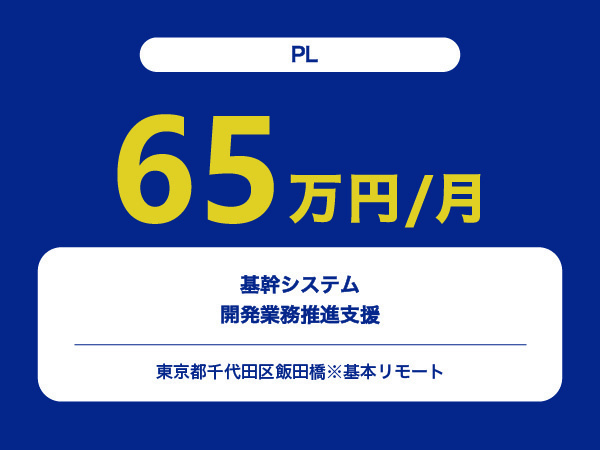 ★【~65万円/フリーランス】≪PL≫基幹システム開発業務推進支援※30～50代活躍中!!
