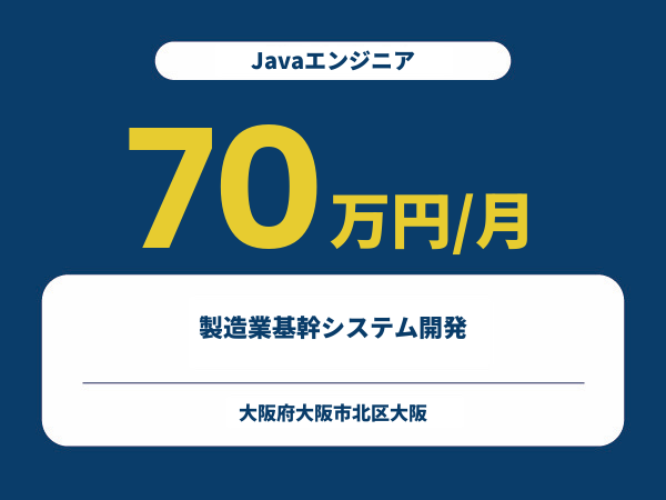 ★【~70万円/フリーランス】≪Javaエンジニア≫製造業基幹システム開発※30～50代活躍中!!