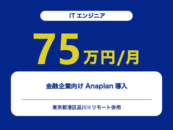 ★【~75万円/フリーランス】≪ITエンジニア≫金融企業向けAnaplan導入※30～50代活躍中!!