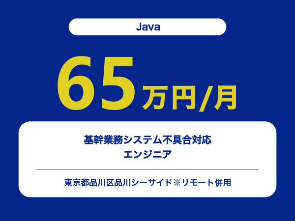 ★【~65万円/フリーランス】≪Javaエンジニア≫基幹業務システム不具合対応※30～50代活躍中!!