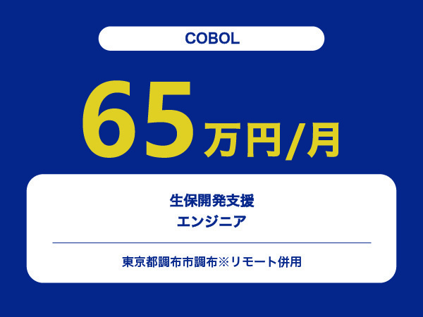 ★【~65万円/フリーランス】≪COBOLエンジニア≫生保開発支援※30～50代活躍中!!