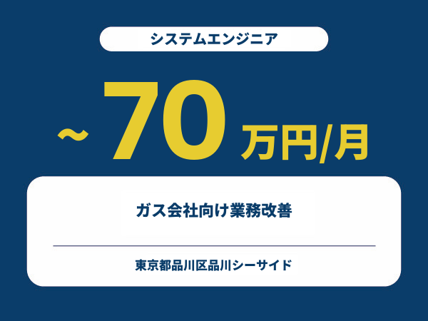 ★【~70万円/フリーランス】≪システムエンジニア≫ガス会社向け業務改善※30~50代活躍中!!