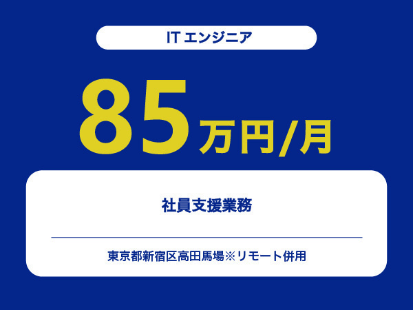 ★【~85万円/フリーランス】≪ITエンジニア≫社員支援業務※30～50代活躍中!!
