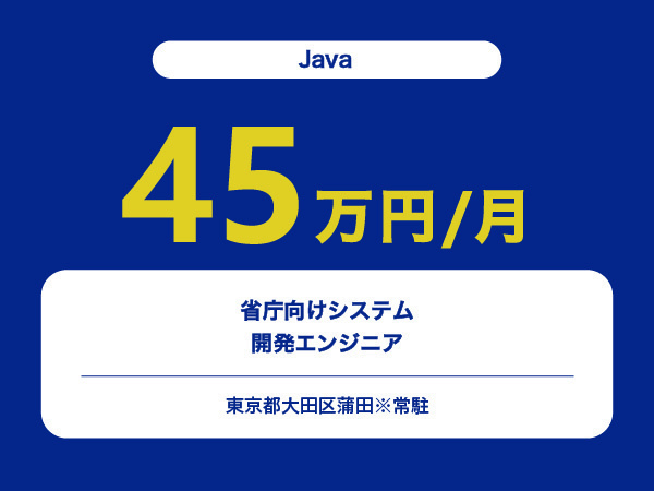 ★【~45万円/フリーランス】≪Java≫省庁向けシステム開発エンジニア※30～50代活躍中!!